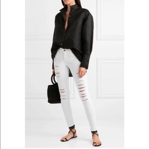 FRAME Le Skinny de Jeanne Ripped Blanc Jeans